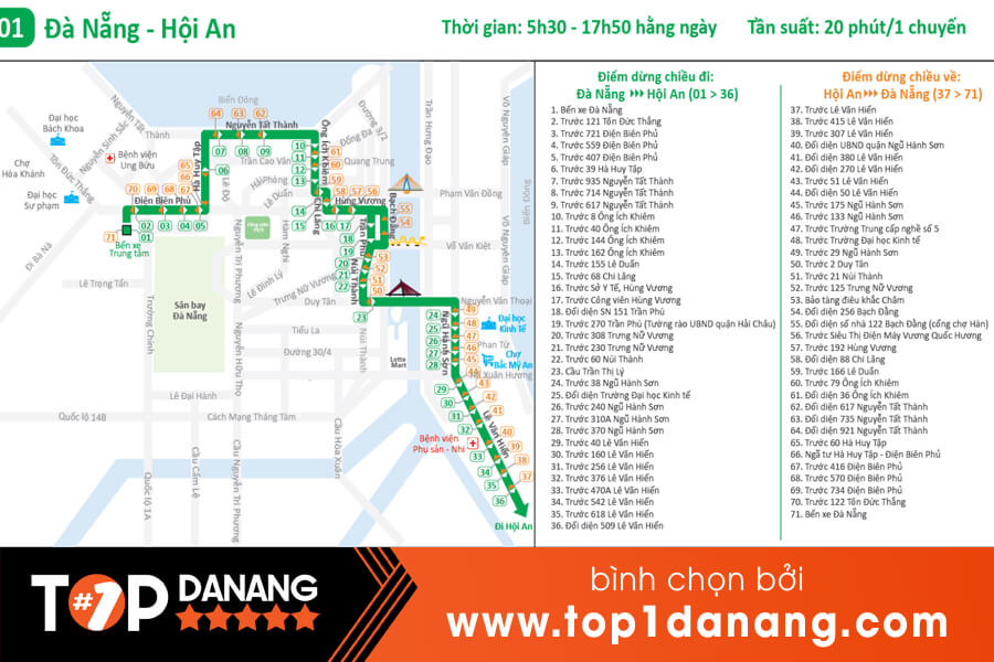 Bản đồ xe buýt Đà Nẵng - Hội An
