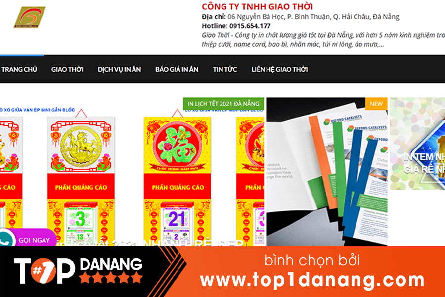 In lịch Đà Nẵng Công ty TNHH Giao Thời