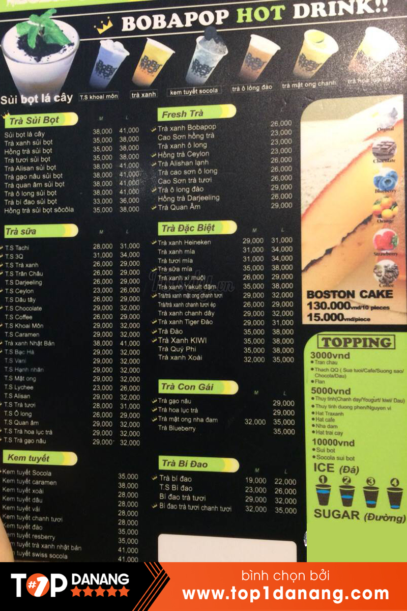 menu bobapop