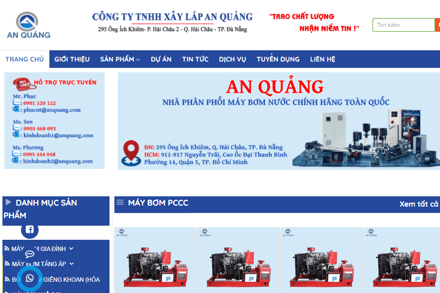 Bơm áp lực Đà Nẵng - Công ty An Quảng