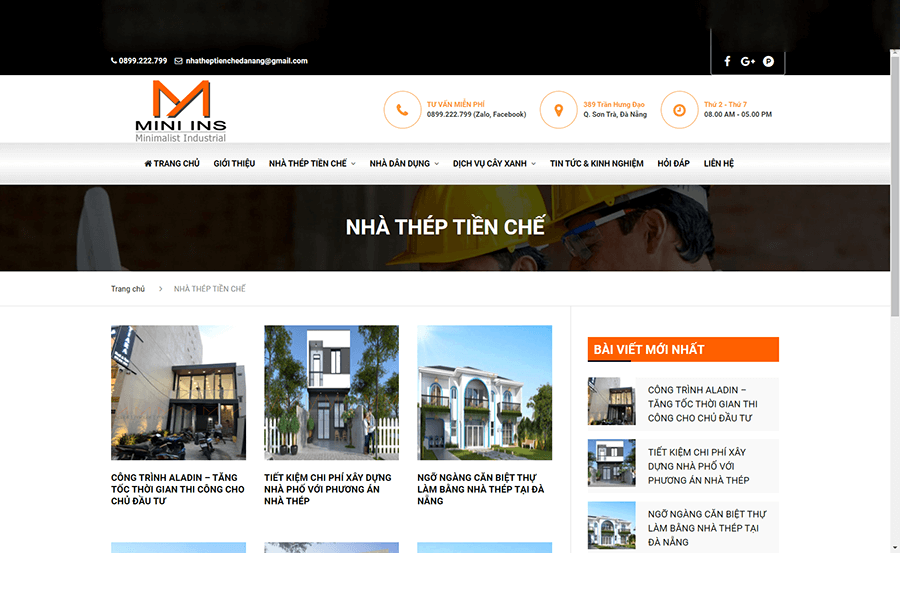 Xây dựng nhà thép tiền chế uy tín tại đà nẵng công ty Mini Ins