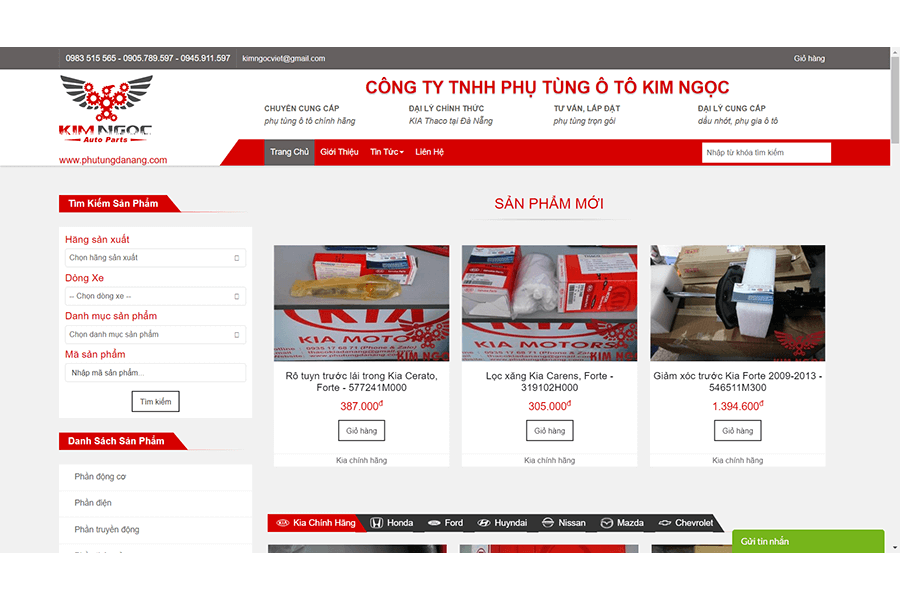 Công ty cung cấp phụ tùng ô tô chính hãng Kim Ngọc Đà Nẵng