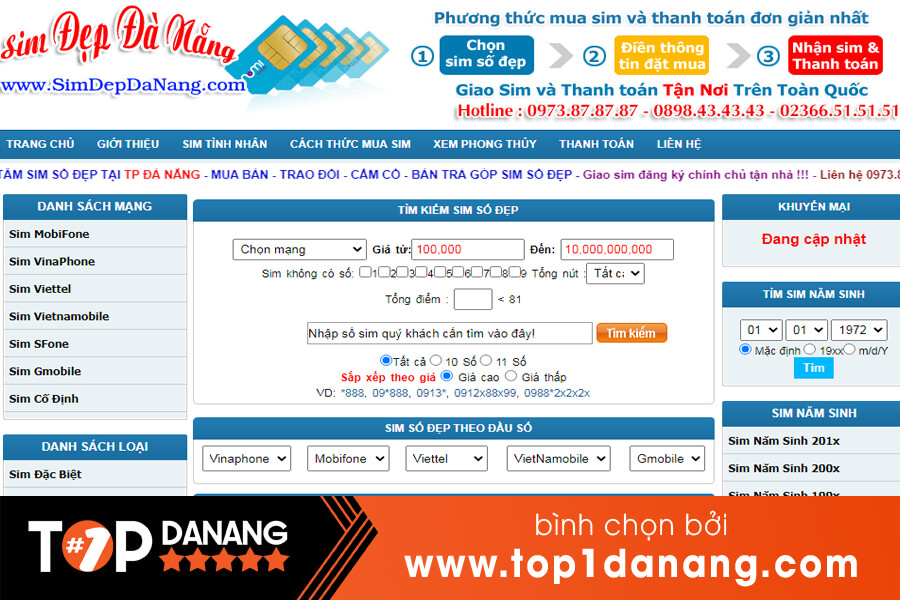 Sim số đẹp mobifone Đà Nẵng