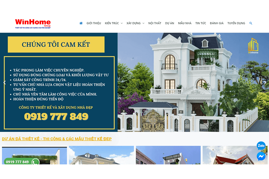 Nhà thầu thi công phần thô hàng đầu Winhome